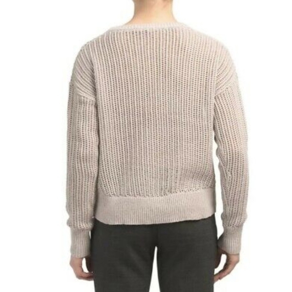 Theory Sweater Open Knit Semi-Sheer Crew Neck Boxy Pullover Oatmeal M NWT - Picture 7 of 11